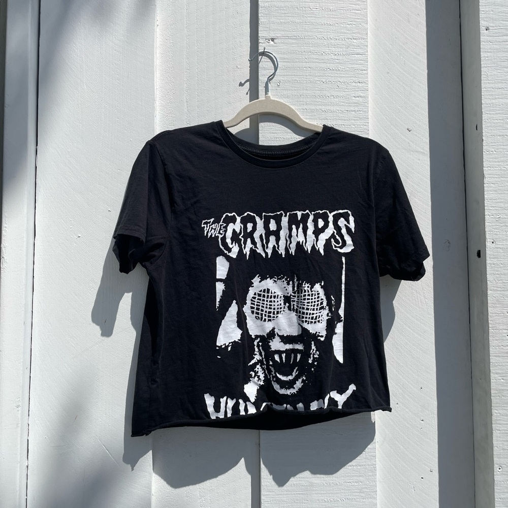 Black and White Crop Top with Graphic Design